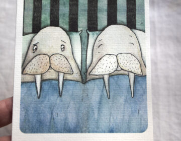 Akvarellpaberile trükitud õnnitluskaart "Ära morska"